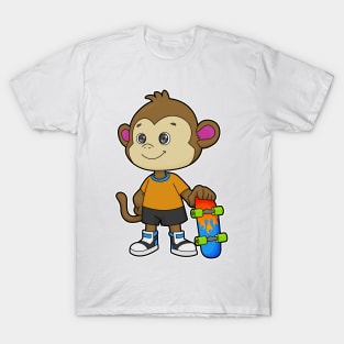 Monkey as Skater with Skateboard T-Shirt